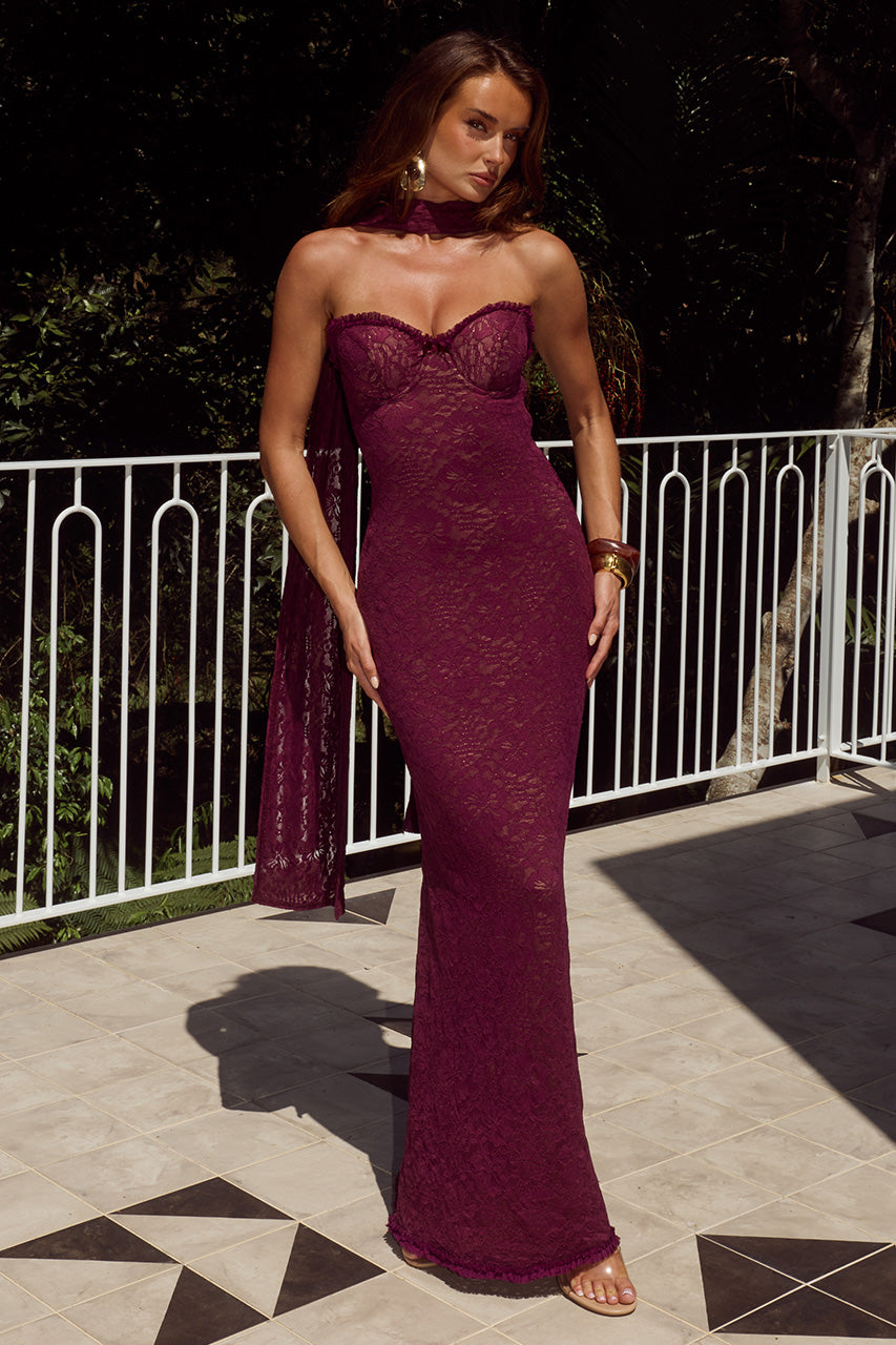 wine coloured maxi dress Alie Street Sophia (Plum Wine) Stretch82% Nylon 18% Spandex wine coloured maxi dress Laria