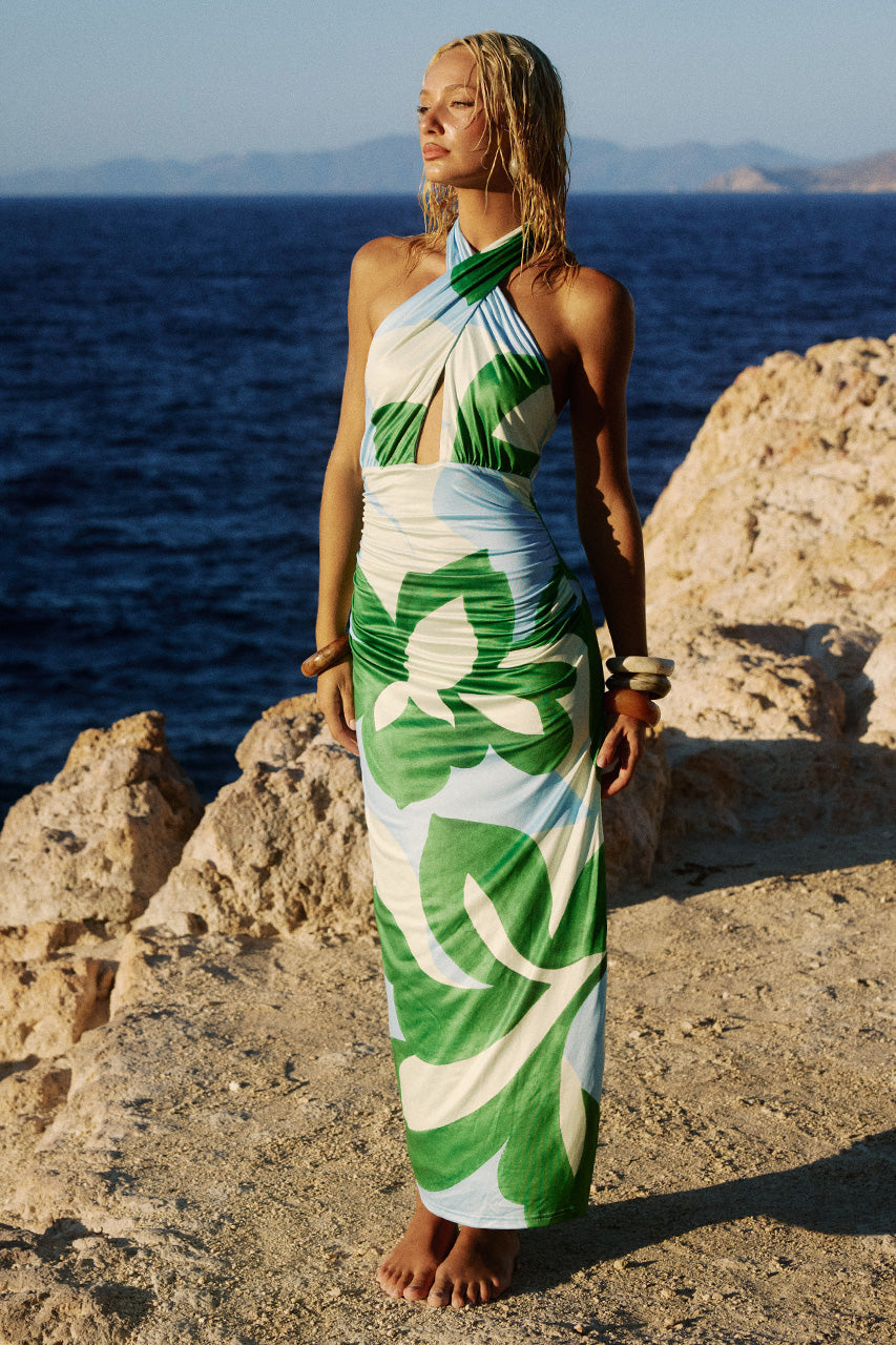 AUBRIE CROSS FRONT MIDI DRESS