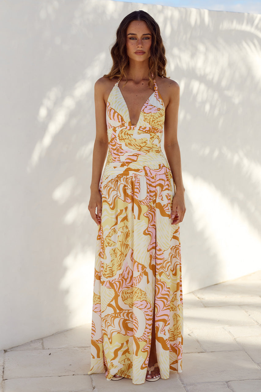 plunge neck maxi dress CARLA - TAHITI PINK Size:40JJ Buy Maternity & Pregnancy while its sleeveless design HS--6204434030