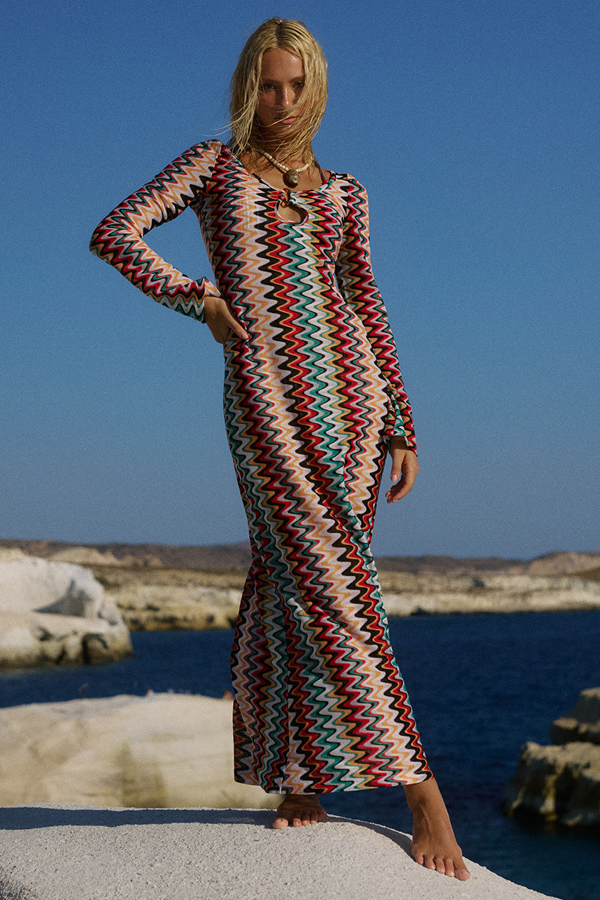 EMERIE SCOOP NECK MAXI DRESS - XYLA WAVE | Runaway The Label Australia