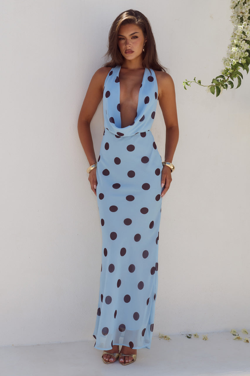 runaway the label blue dress LEXIE LOW PLUNGE HALTER MAXI Size-US:14 Revavyn Elegant Jacquard Dress, 13% Spandex Please refer cotton dress