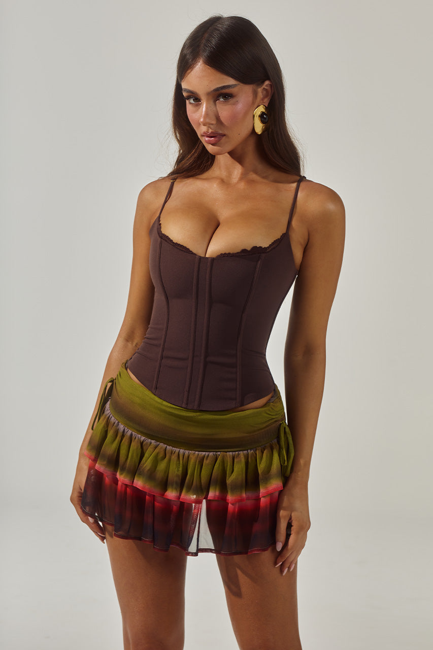 VALERIE LACE TRIM BUSTIER - CHOCOLATE | Runaway The Label Australia