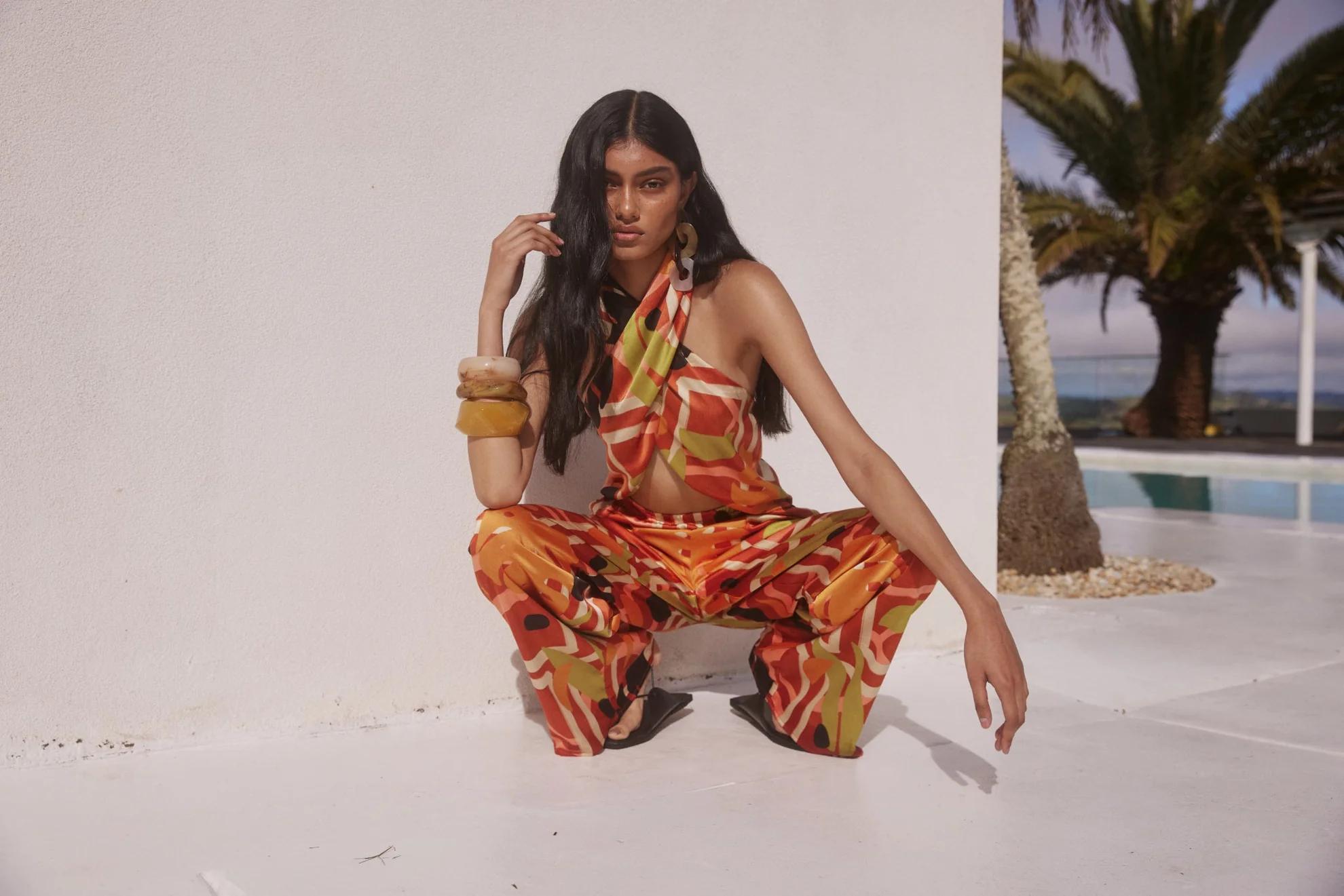 Woman in 70's matching set