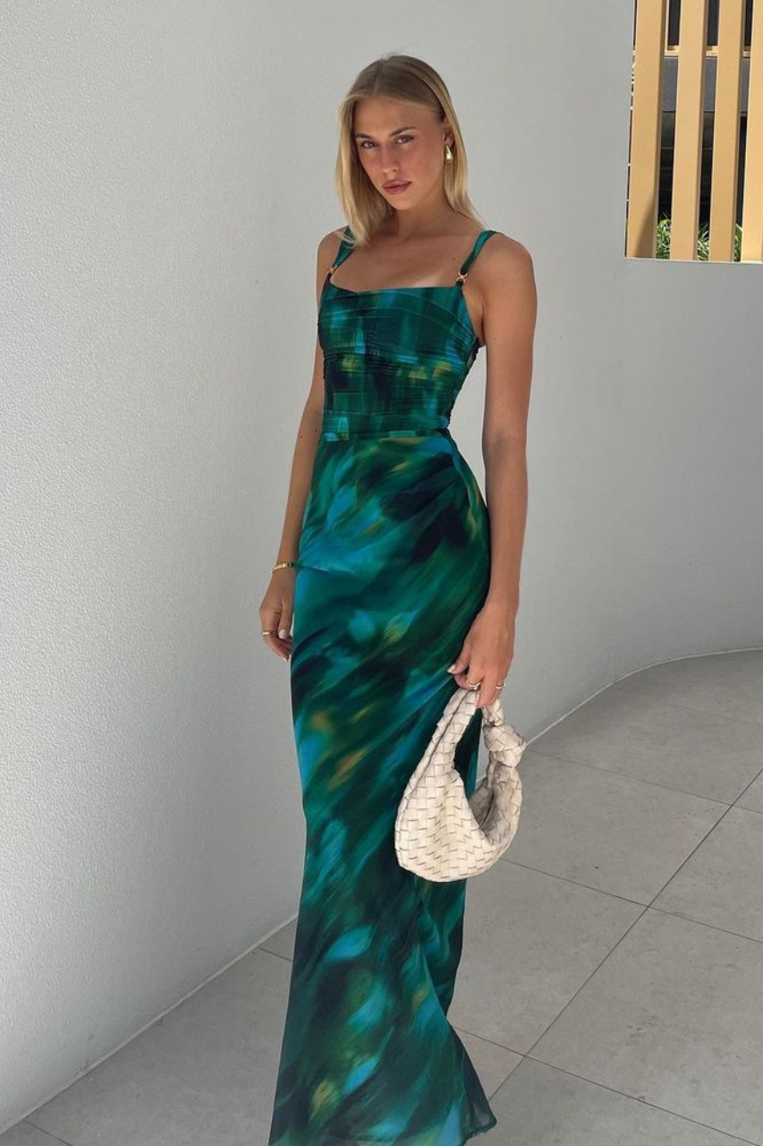 CAMILLE MIDI DRESS CABANA GREEN