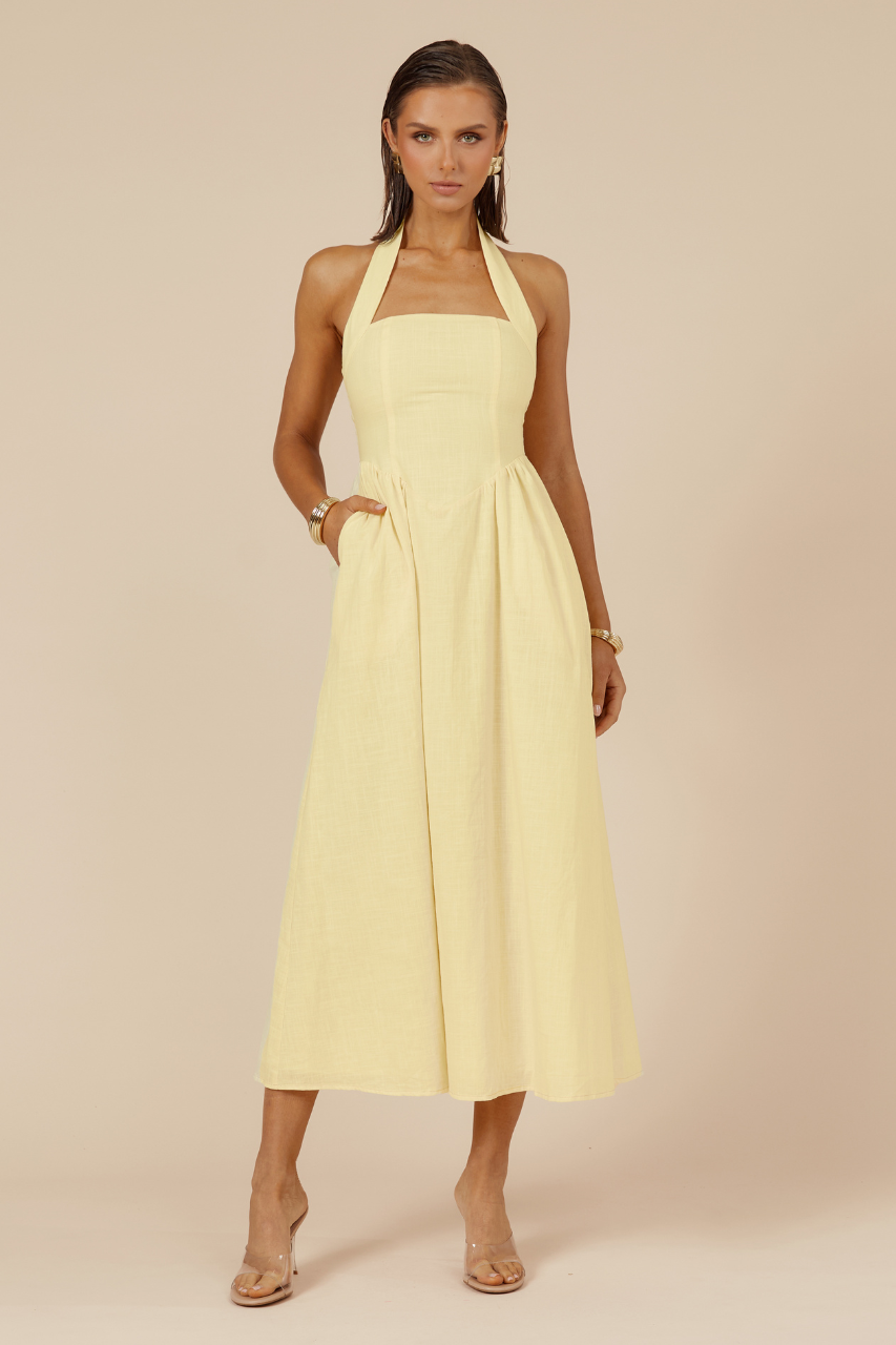 LOCKLEA MIDI DRESS LEMON runawaythelabel