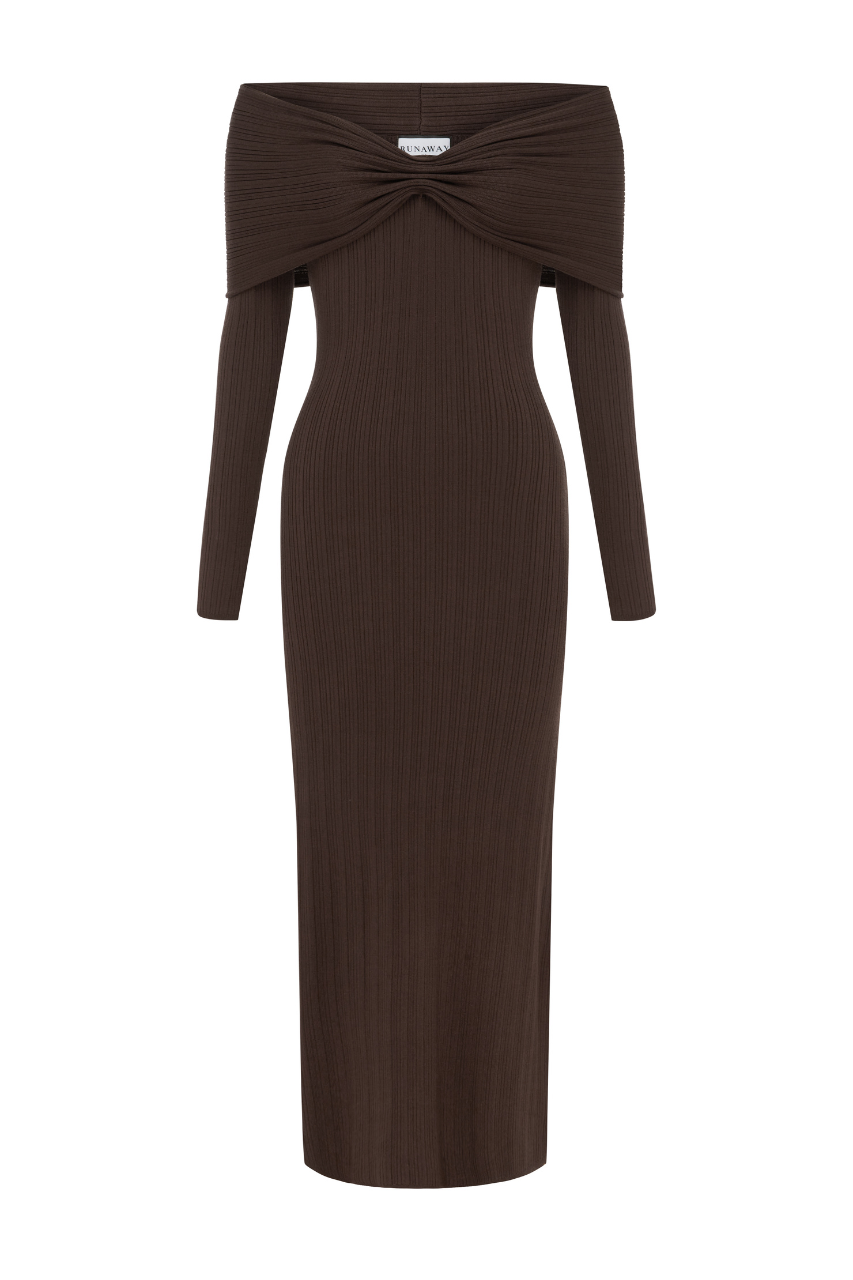 AIRILIE MIDI DRESS - BROWN - 9_67299188-e902-4e48-bf4e-f0d07f3bfc1e