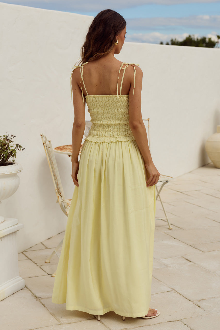 ADDISON RUCHED BODY MAXI DRESS - BUTTER