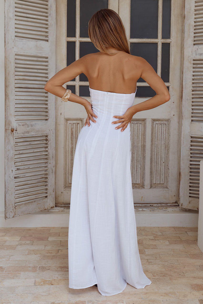 AIYA STRAPLESS KEYHOLE MAXI DRESS