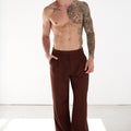 ALESSIO WIDE LEG TAILORED PANT - CHOCOLATE