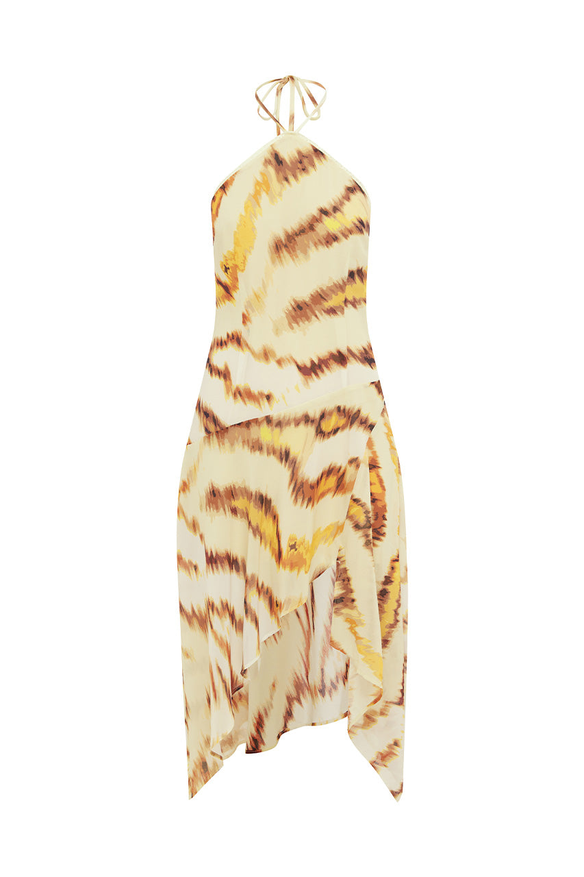 ANGELINE HANDKERCHIEF MINI DRESS - CAMELLIA BEIGE
