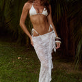 BRIANA WRAP WAVY HEM MAXI SKIRT - WHITE