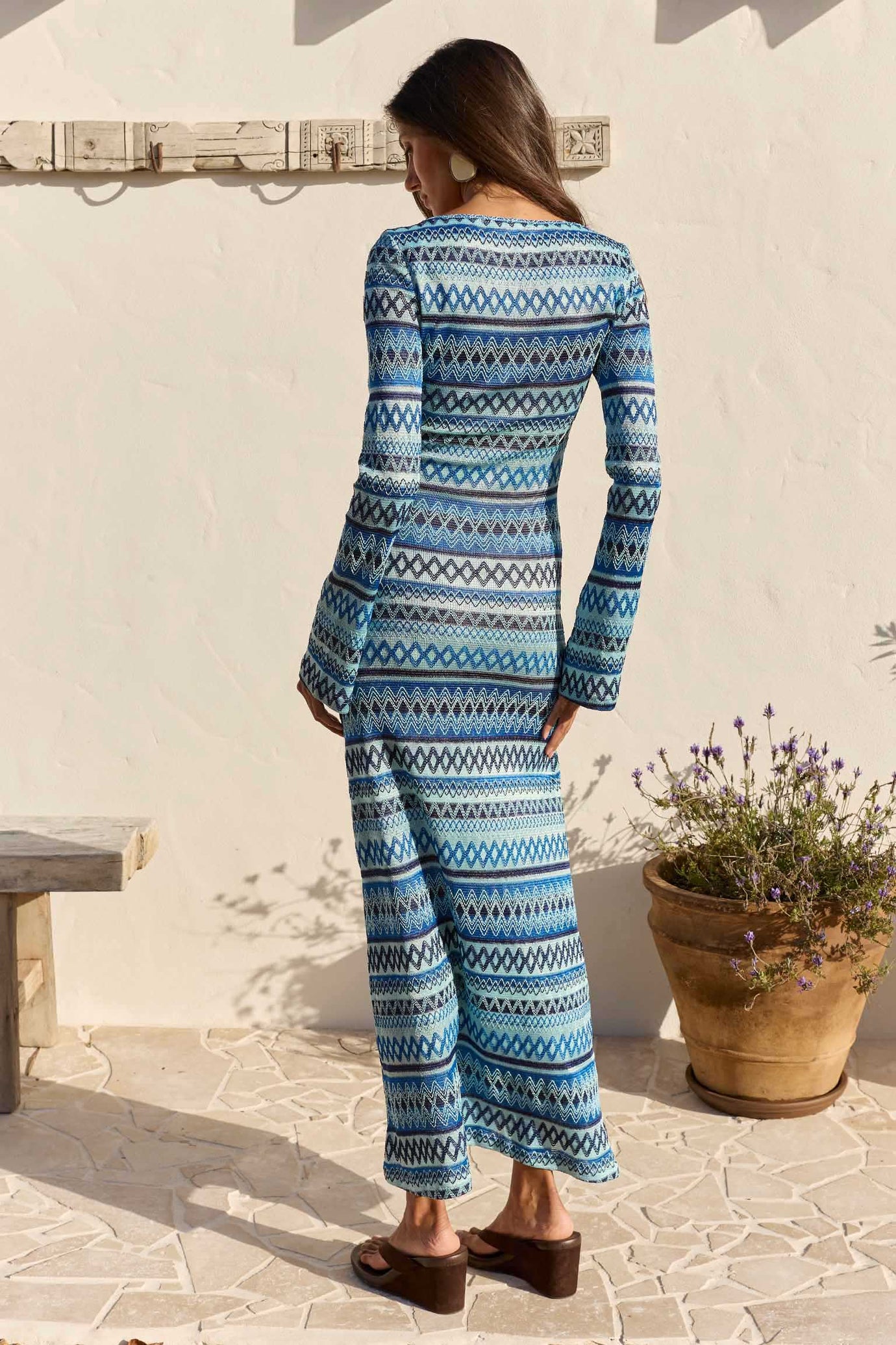 ASTRA LONG SLEEVE MAXI DRESS - ROMMI BLUE