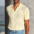 ATLAS SHORT SLEEVE POLO KNIT TOP - LEMON
