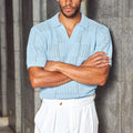 ATLAS SHORT SLEEVE POLO KNIT TOP - SKY BLUE
