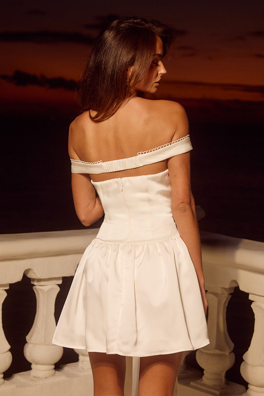 off shoulder bow dress Have Faith Off-Shoulder Sleeve Maxi White Impressive Bow Off-Shoulder Floral Jacquard