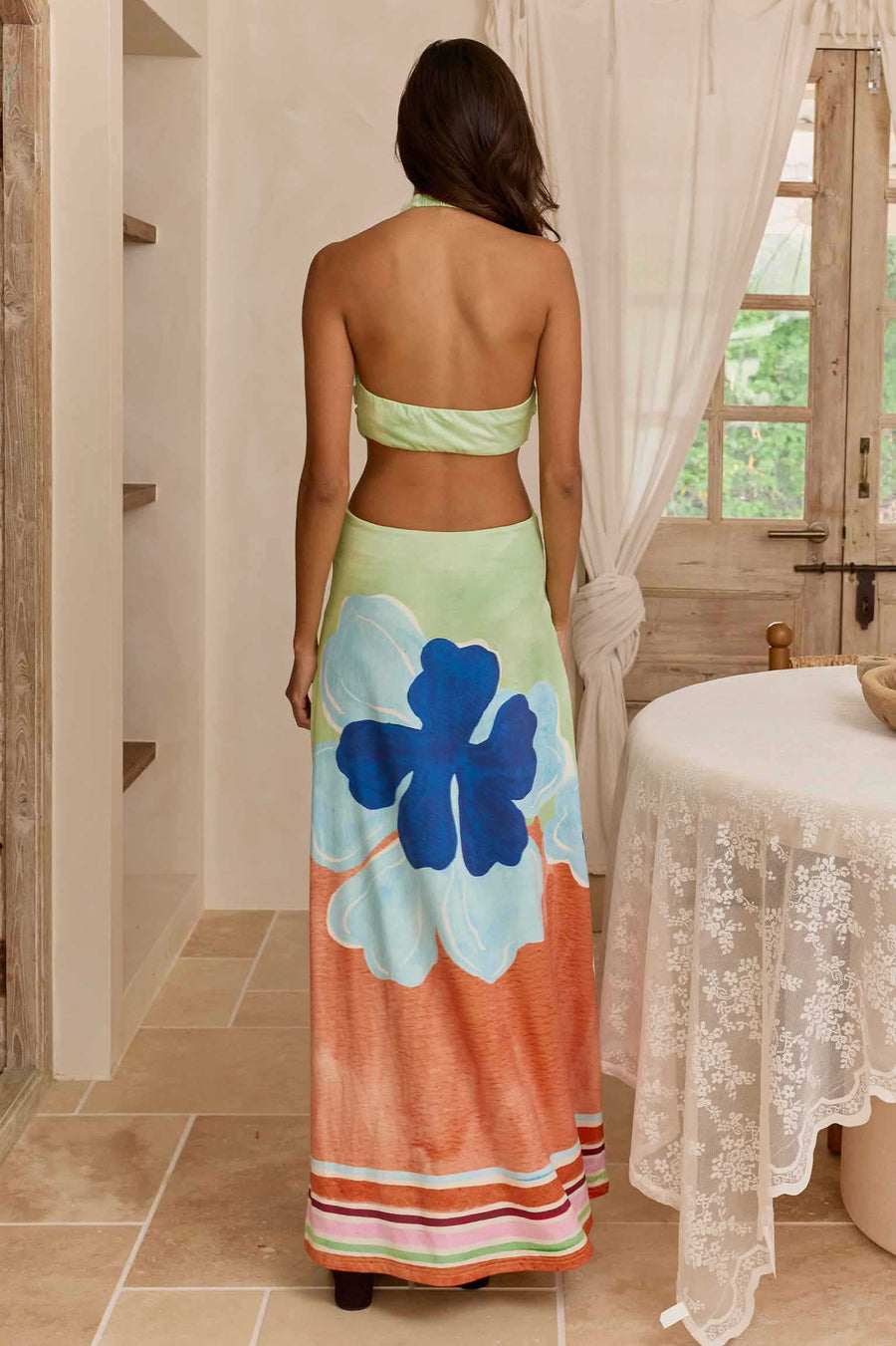 AURA HALTER NECK MAXI DRESS - MONTARIO BLUE