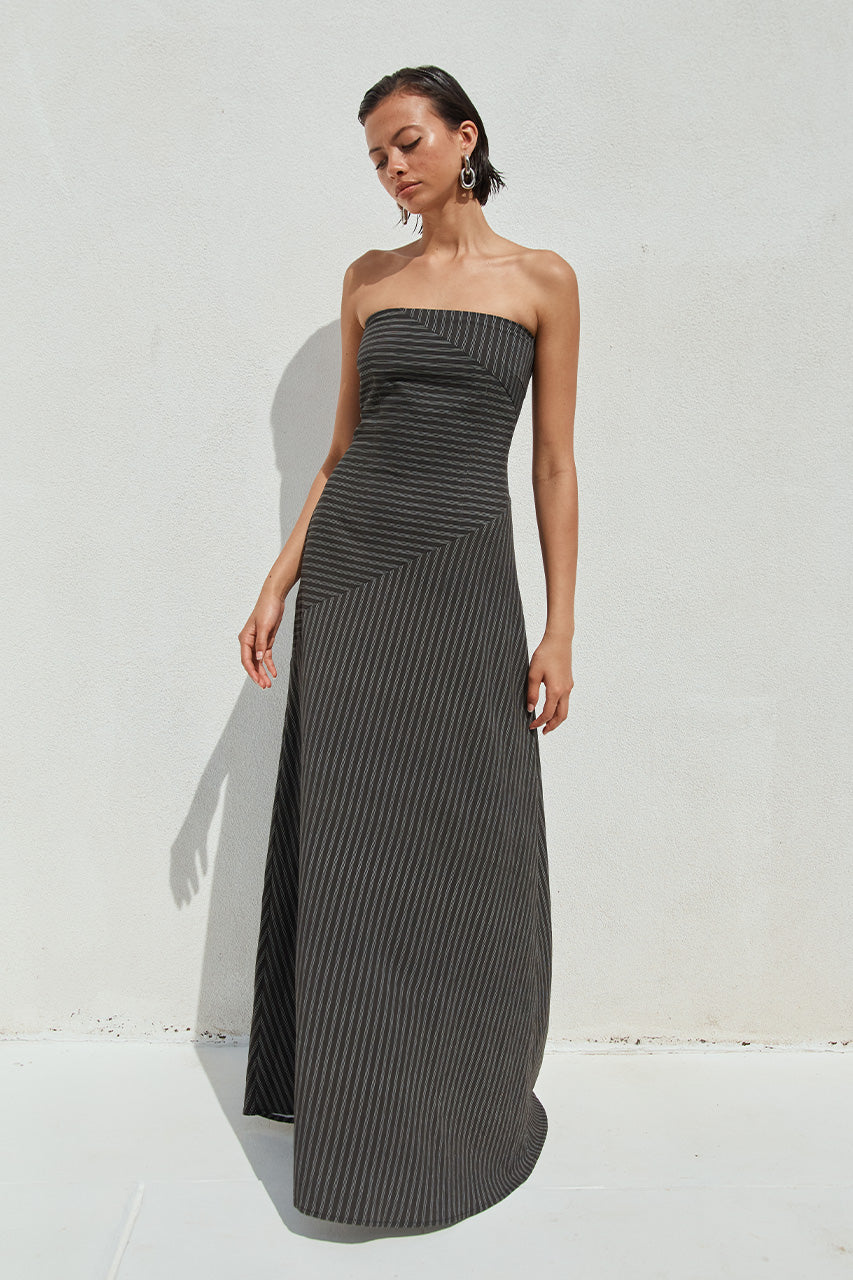 AUREA MAXI DRESS - BLACK PINSTRIPE XXL - AUREAMAXIDRESSBLACKPINSTRIPE_1