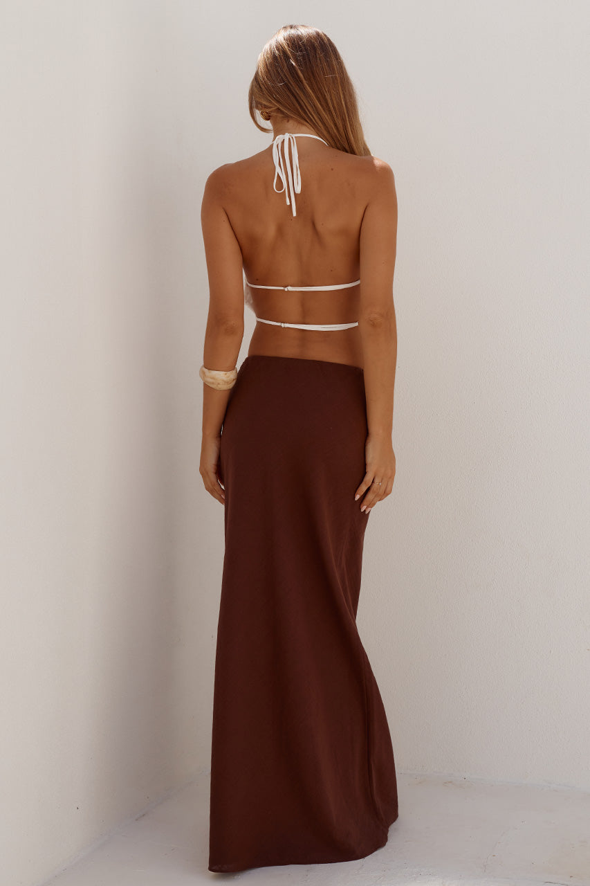 ADELINE STRAIGHT MAXI SKIRT - CHOCOLATE