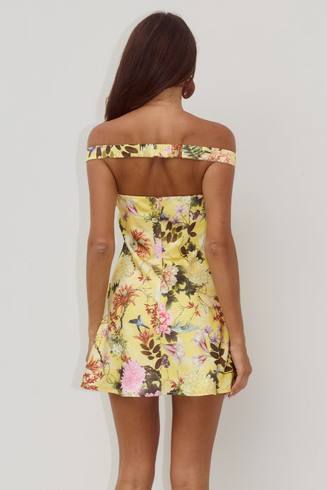 AVETA OFF SHOULDER MINI DRESS - KENDALL YELLOW