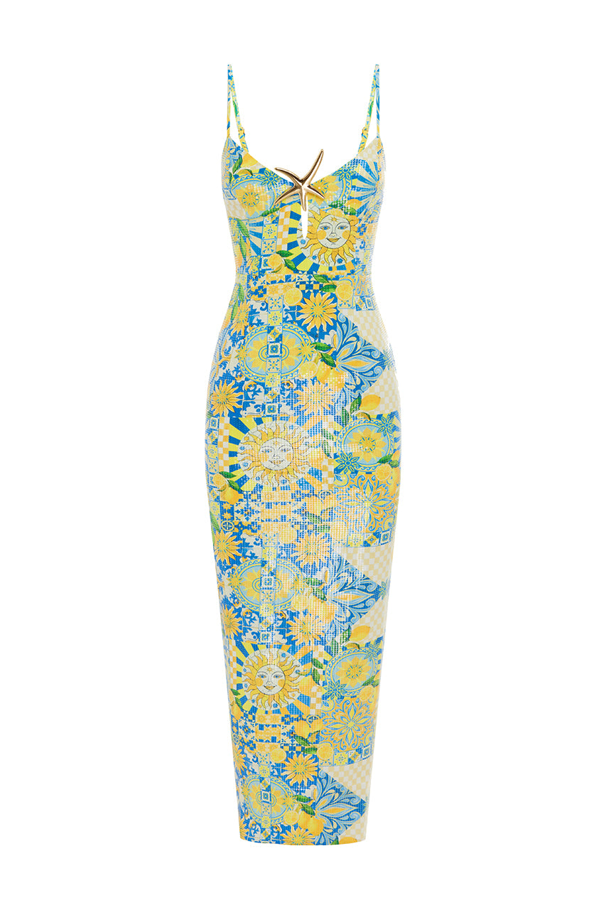 BENITO MIDI DRESS - ANACAPRI LEMON - BENITO-MIDI-DRESS