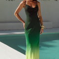 BENITO COWL CROSS BACK MAXI DRESS - PINE OMBRE