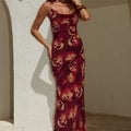 BENITO COWL CROSS BACK MAXI DRESS - ELIANA RED