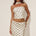 BLAINE REVERSE HALTER TOP - CREAM/BLACK POLKA