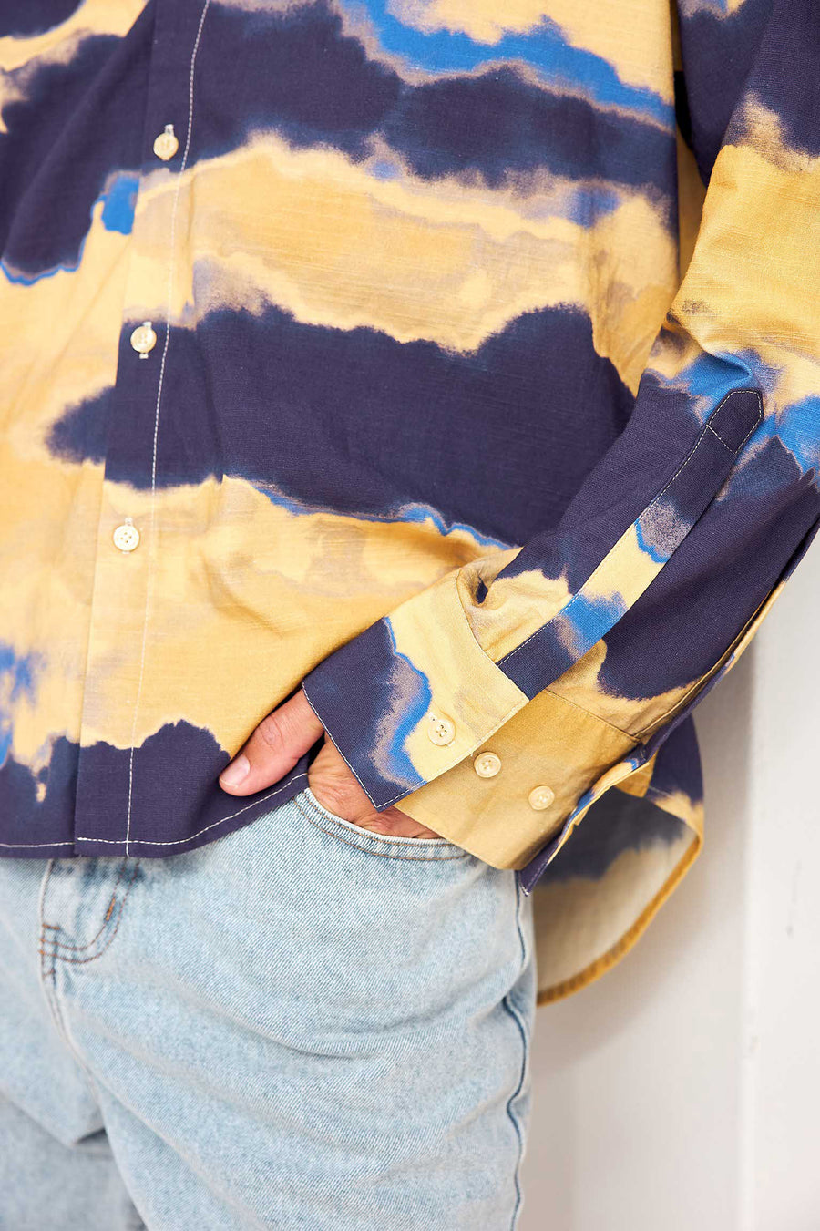BOJAN LONG SLEEVE SHIRT - BOJAN YELLOW/NAVY