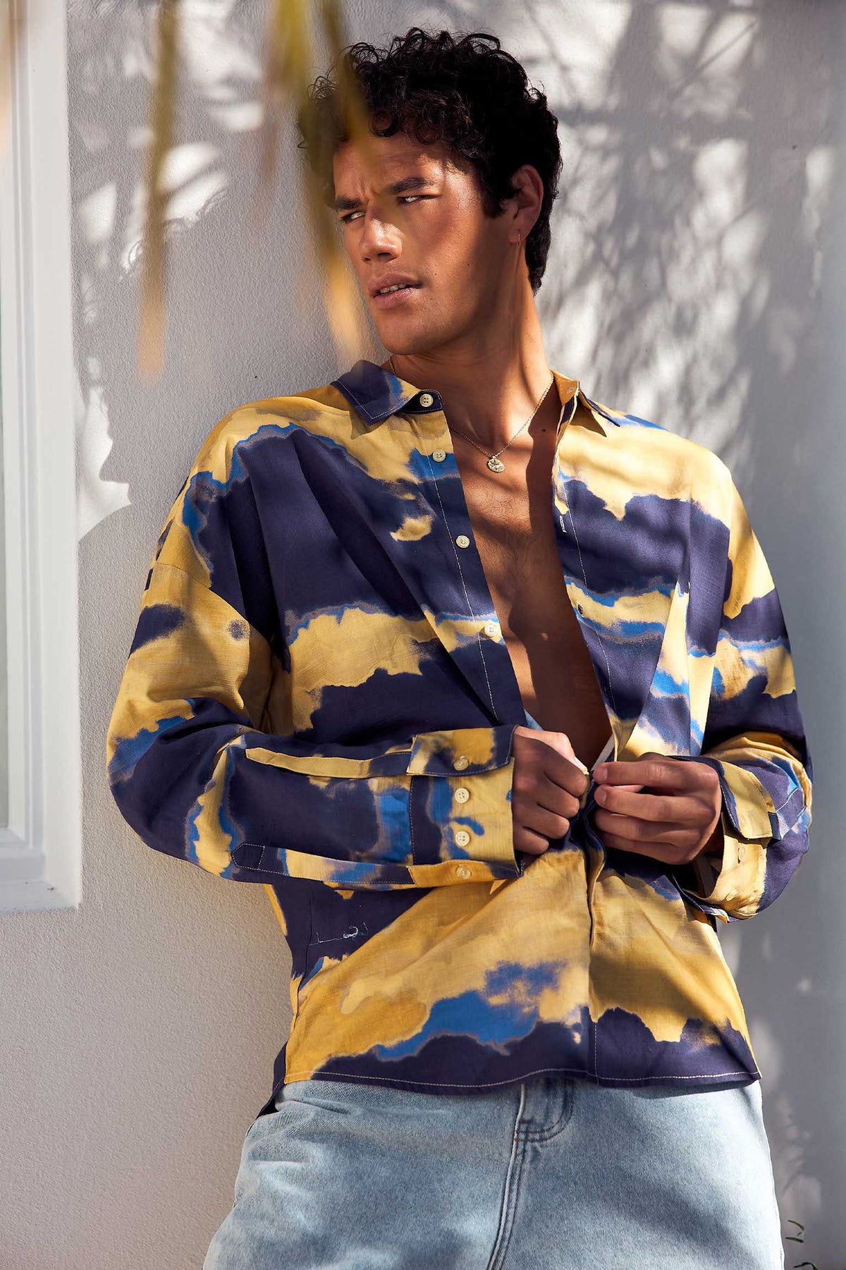 BOJAN LONG SLEEVE SHIRT - BOJAN YELLOW/NAVY