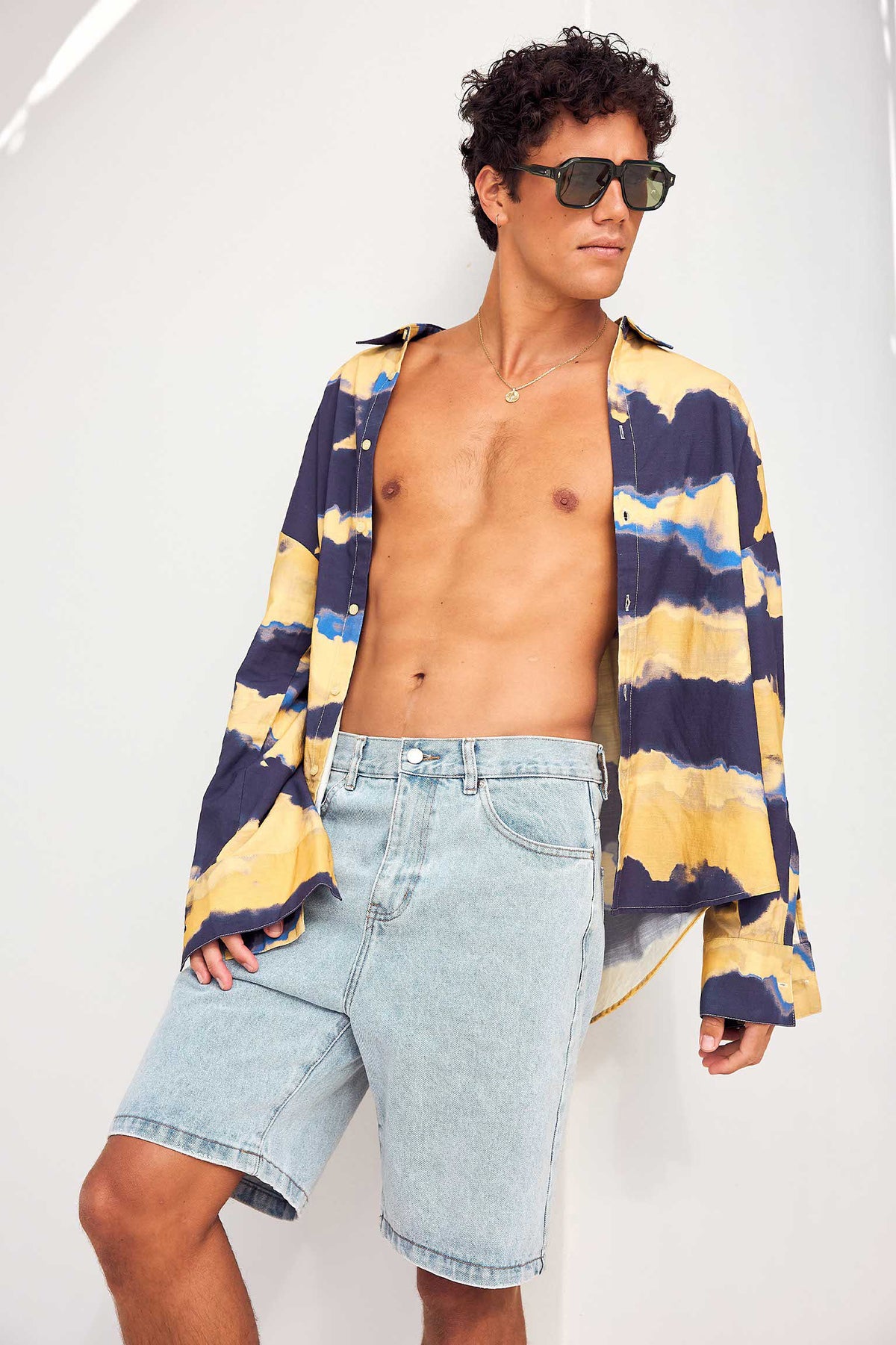 BOJAN LONG SLEEVE SHIRT - BOJAN YELLOW/NAVY