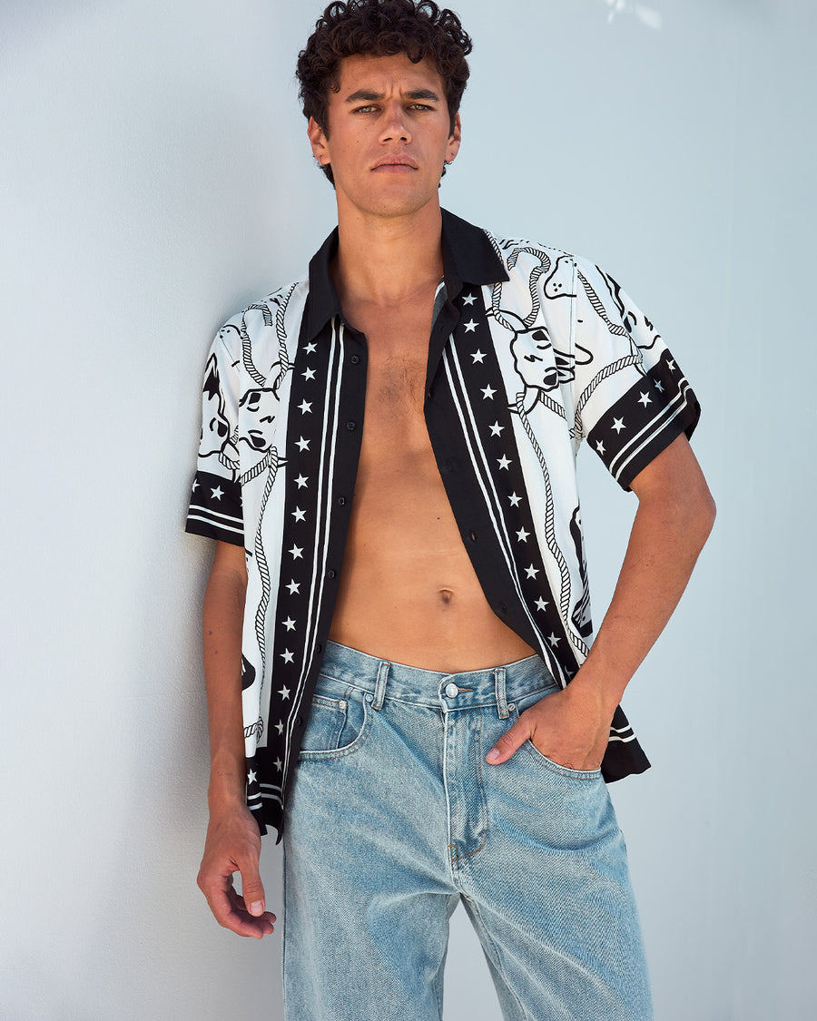 BUCK SHORT SLEEVE SHIRT - BUCK BLACK/WHITE