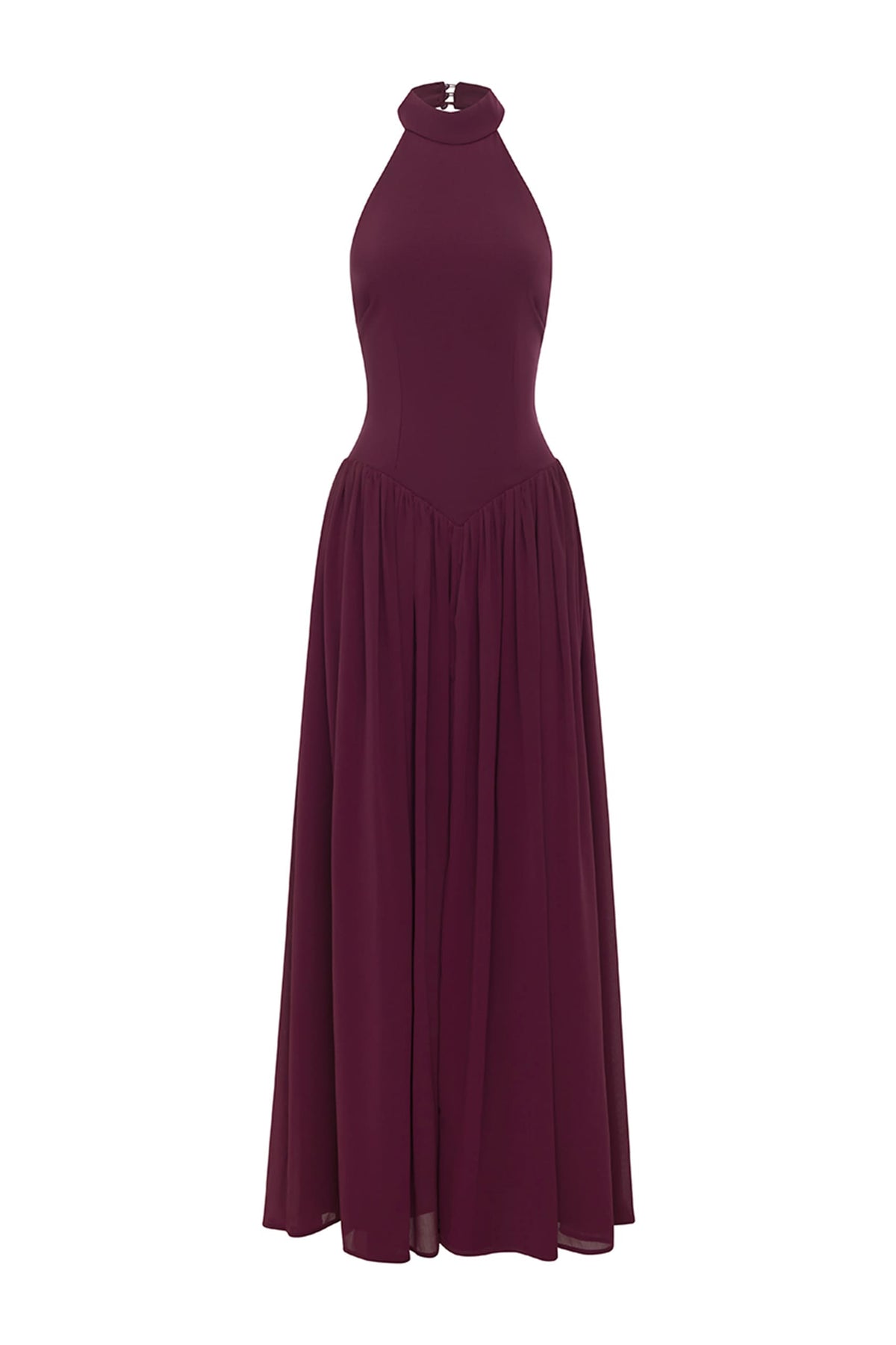 CALIANA HIGH NECK MAXI DRESS - PLUM