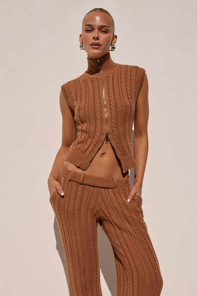 JUEMI Marble Cache-coeur Knit Top ブラウン CAMILA KNIT TOP - OCHRE | Runaway The Label US