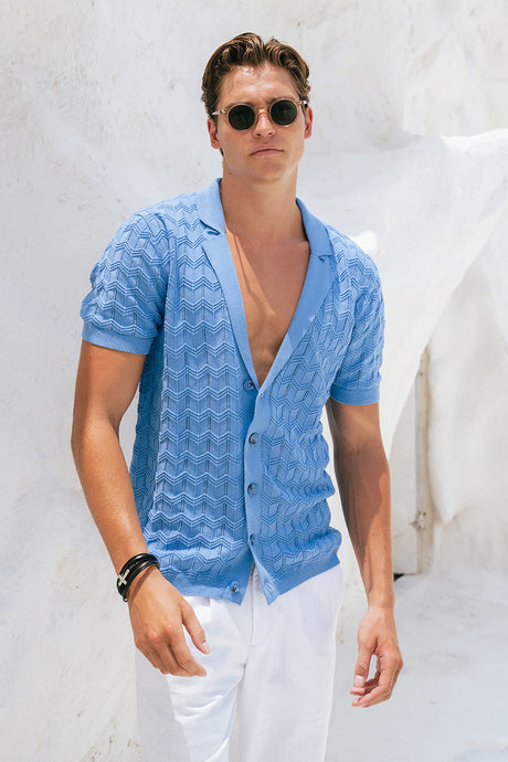 CASTRO KNIT TOP - BLUE