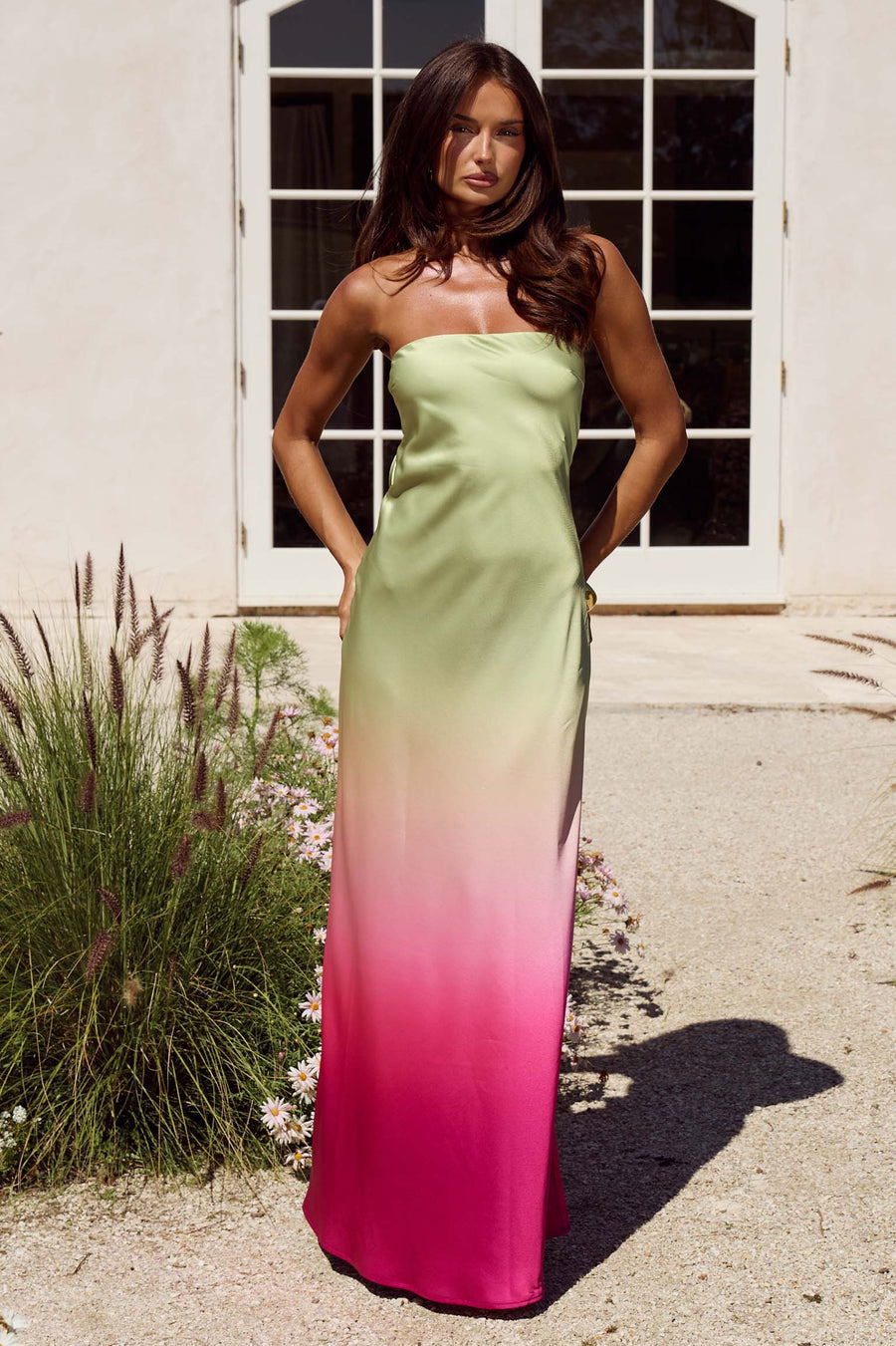 CELESTE STRAPLESS MAXI DRESS - PETAL OMBRE