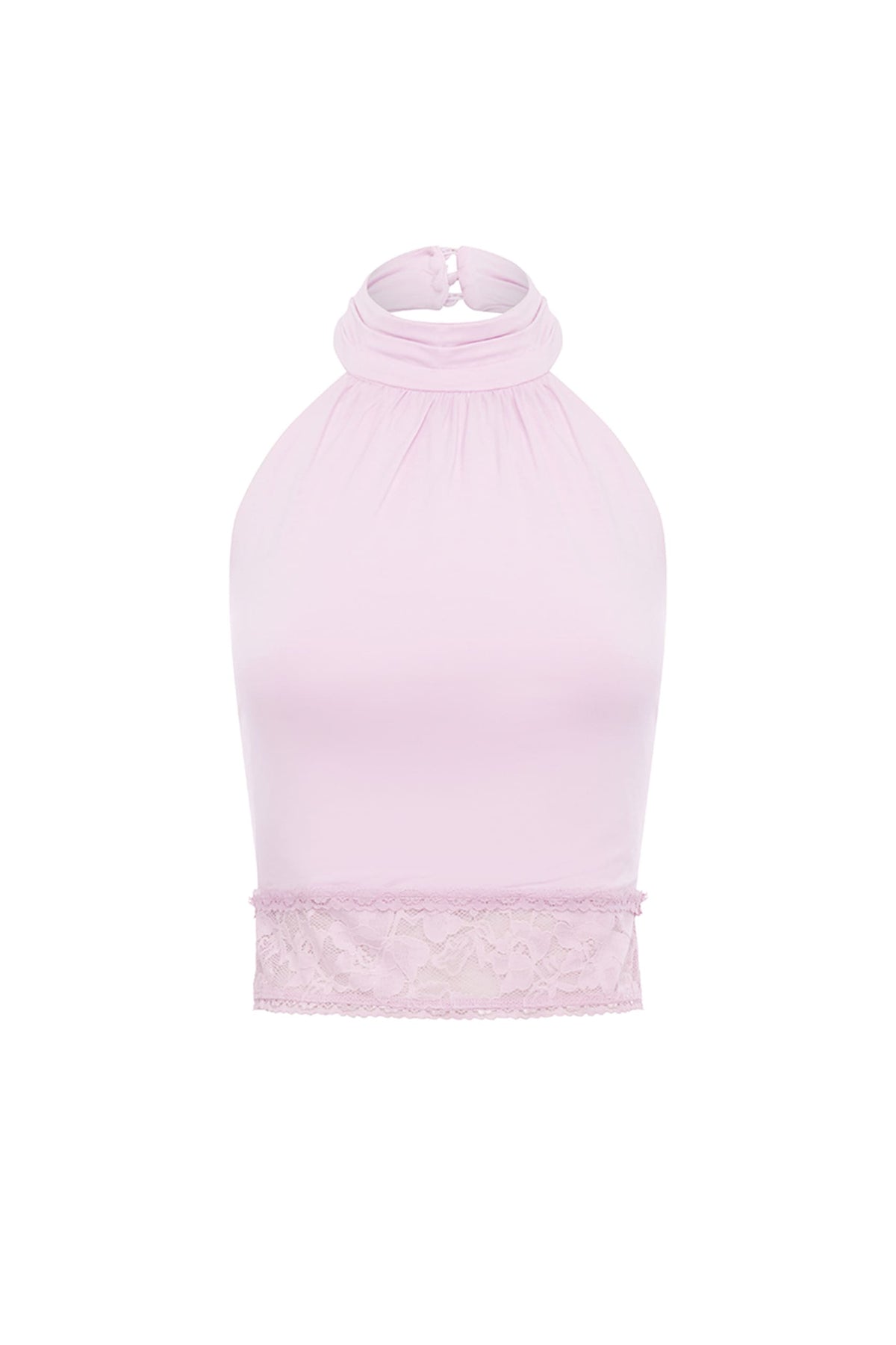 CLAUDIA HALTER LACE HEM TOP - PINK