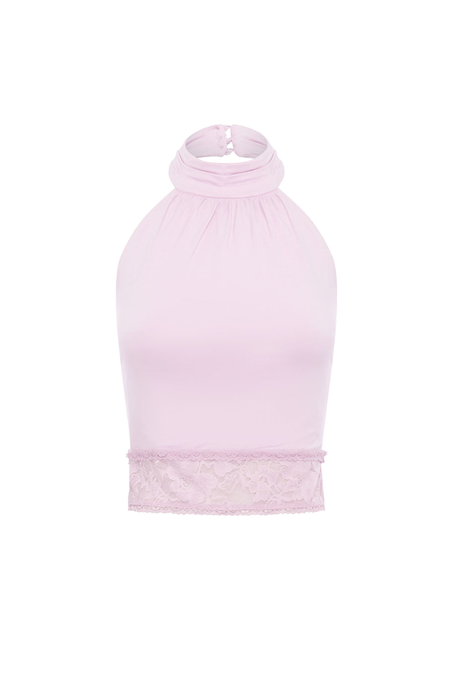 CLAUDIA HALTER LACE HEM TOP - PINK