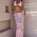 CYRUS LOW WAIST SHEER MAXI SKIRT - CAMINO PINK