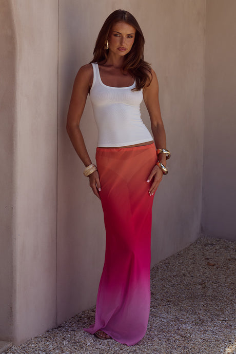 CYRUS LOW WAIST SHEER MAXI SKIRT - TROPICALE OMBRE