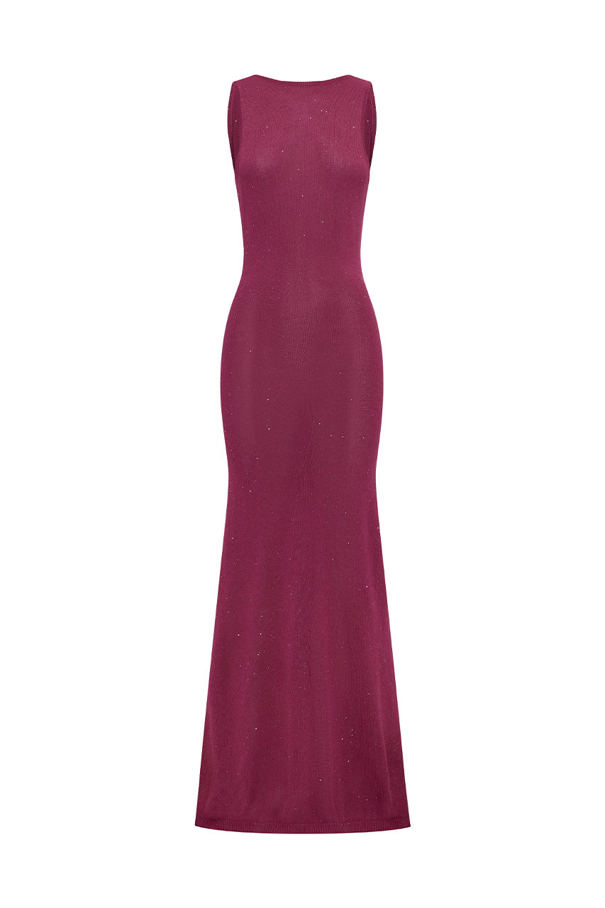 DANIELLE KNIT MAXI DRESS - PLUM