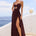 DANIKA SIDE SLIT MAXI DRESS - CHOCOLATE