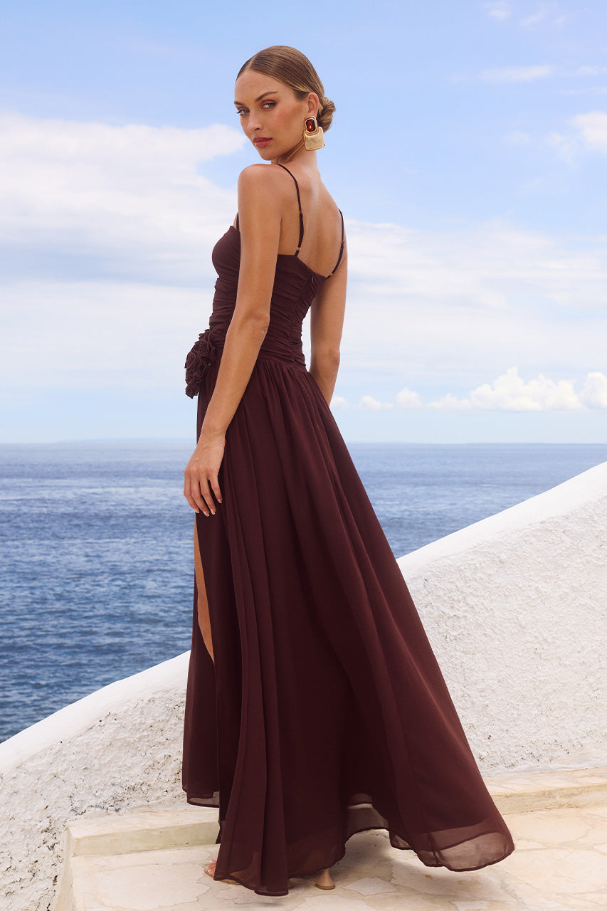 MABELLA HALTER MAXI DRESS - MENDEZ BROWN | Runaway The Label US