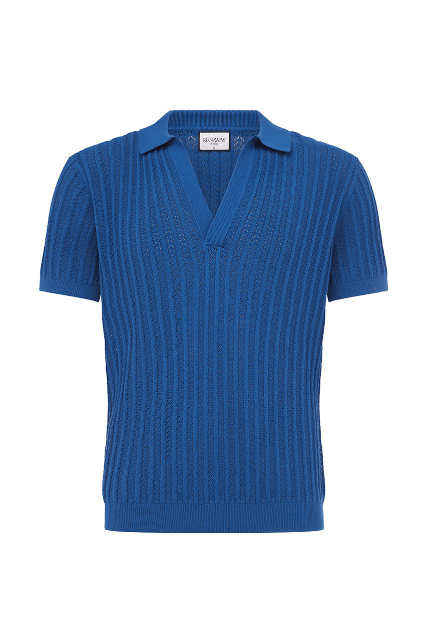 DANTE TEXTURED POLO KNIT TOP - ROYAL BLUE