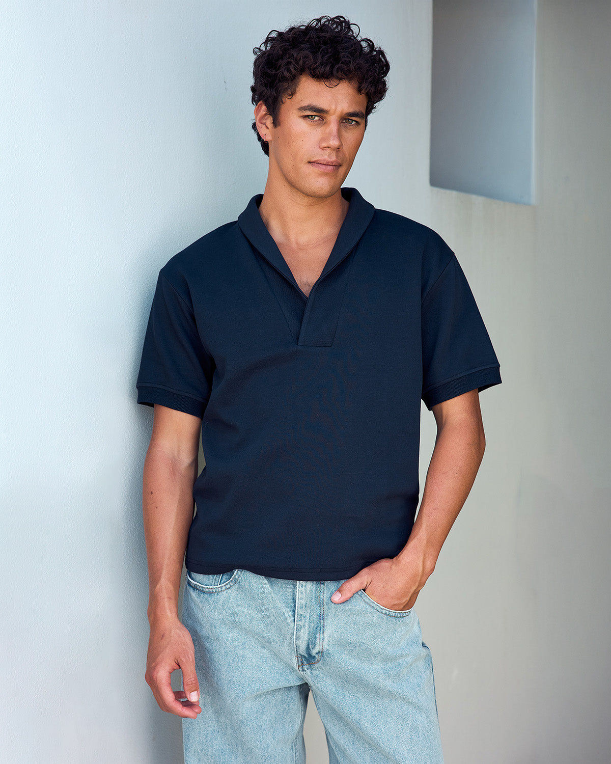 DAVID THREE QUARTER TOP - NAVY