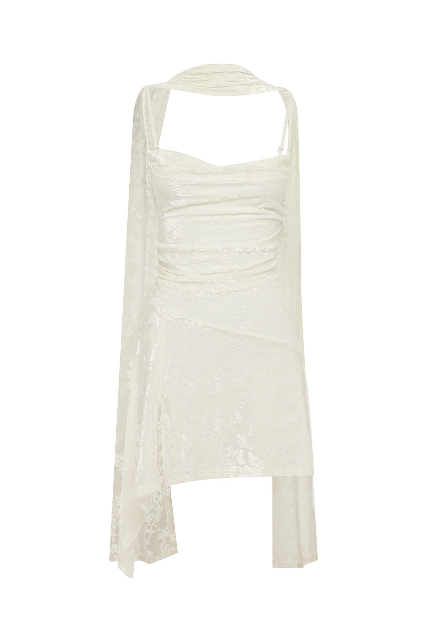 DAWN SCOOP NECK MINI DRESS - WHITE