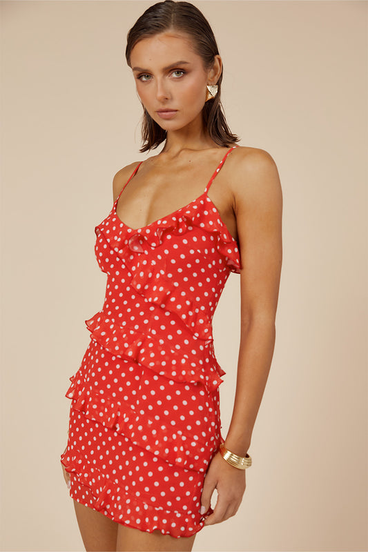 DEJALINA MINI DRESS - RED DOT XXL - DEJALINAMINIDRESS