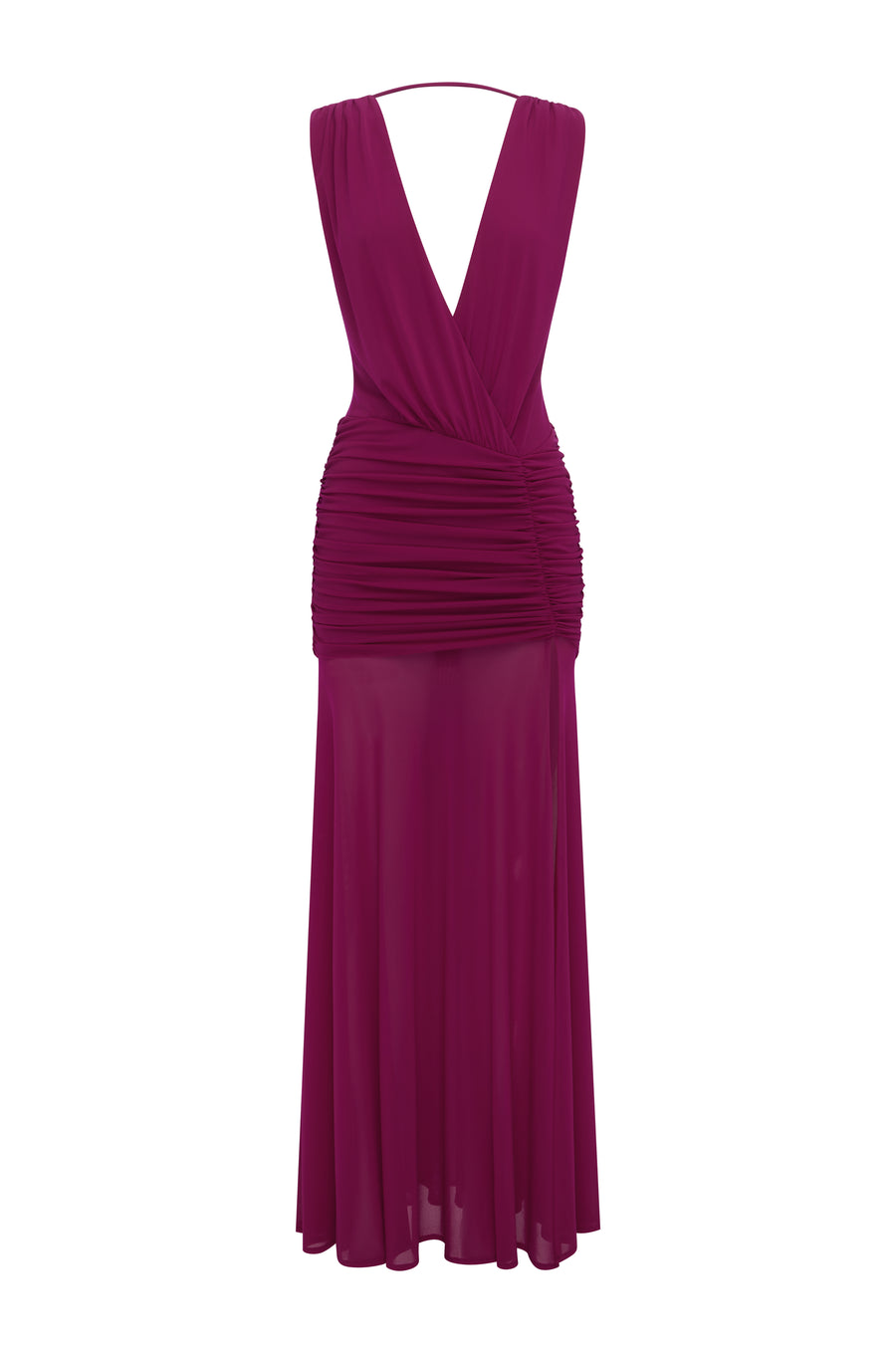 DESERAE LOW PLUNGE MAXI DRESS - FUCHSIA