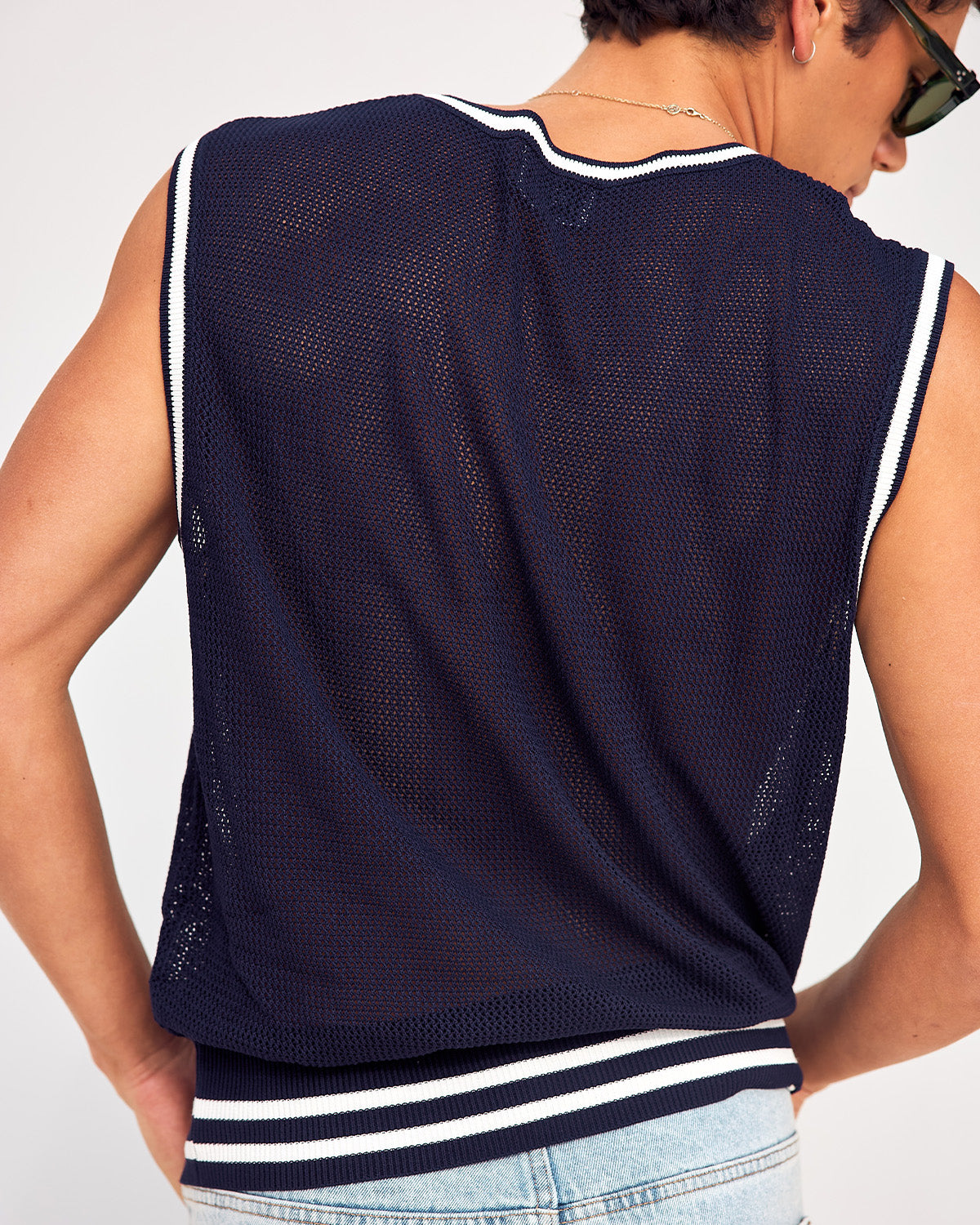 DIMITROV SPORT TANK KNIT - NAVY/WHITE