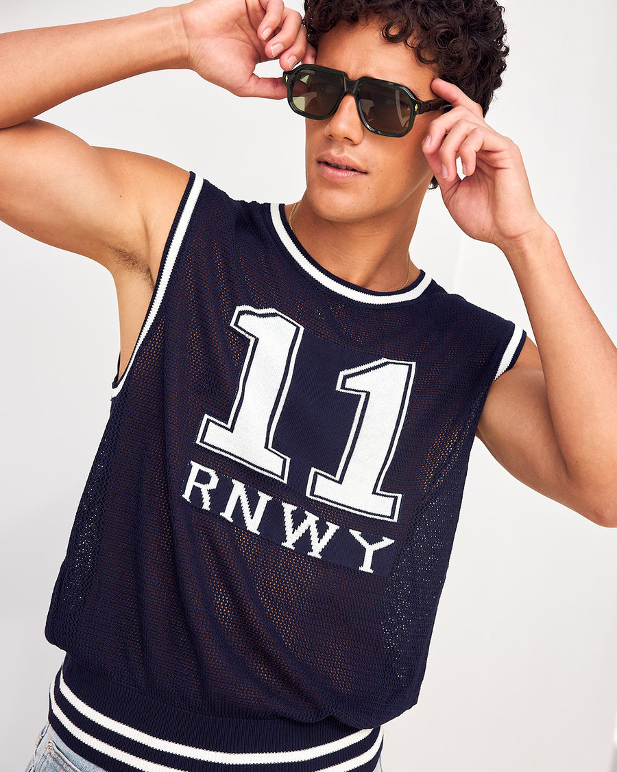 DIMITROV SPORT TANK KNIT - NAVY/WHITE
