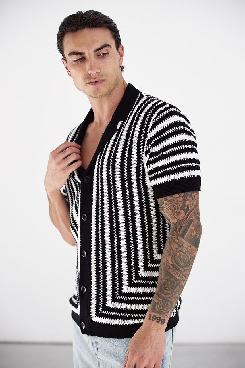 DORIAN SHORT SLEEVE SHIRT - BLACK/WHITE